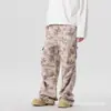 Pantalones Cargo de Paracaidista Rectos Acampanados Camuflaje Vintage Lavado Retro Americano Sueltos Casuales Largos Modernos