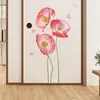 Elegantes Pegatinas de Pared Autoadhesivas de Flores y Mariposas Estilo Rosa para Niña Habitación Dormitorio Pegatina Decorativa de Mesita de Noche BR0711E