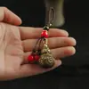 Llavero de Calabaza de Cobre Retro de Latón Cuerda de Seis Caracteres Tejida a Mano Colgante Colgante para Llave de Coche
