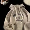 Sudadera con capucha retro estilo americano para hombre, otoño e invierno, forrada de polar, moderna, corte holgado, cálida, adecuada para adolescentes y parejas, top de primavera