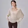 Top atlético holgado para mujer de talla grande, adecuado para Pilates, fitness, correr y yoga; cubierta casual de manga larga