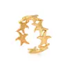 Popular Ins Europeo y Americano Moda Simple Geométrico Hueco Flor Acero Inoxidable Anillo Abierto 18K No se Desvanece Joyería