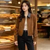 Jaqueta Curta Elegante com Lapela para Mulheres, Novo Estilo Outono 2026, Tendência, Rejuvenescedora, Versátil, Jaqueta Slim com Zíper, Top Elegante