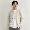 Suéter masculino de lapela em mistura de lã, inverno 2026, corte solto, estilo casual americano, cardigã de tricô de abotoamento simples