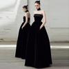 Vestido de Banquete Elegante Preto para Mulheres 2026 Novo Estilo Aura Rainha Vestido de Anfitriã Noiva Vestido Longo de Noite