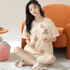 Pijama de Verano Transfronterizo Lindo de Dibujos Animados para Mujer Estilo Ins Traje de Manga Corta Ropa Exterior Suelta para Mujer Ropa para el Hogar