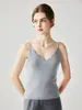 Camisola de punto 100% cachemir puro con cuello en V para mujer, corte ajustado, top base sin mangas, nuevo estilo otoño e invierno