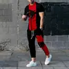 Traje de Pantalón Corto y Camiseta de Manga Corta para Hombre con Estampado de Palmera Digital 3D de Verano Transfronterizo Casual Fuente de Fábrica al por Mayor