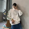 Sudadera con capucha y solapa de nuevo estilo para primavera y otoño, diseño moderno de marca para hombre, camisa de manga larga, top casual para hombre, negro