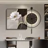 Piedra Llega a Restaurante de la Suerte Pintura Decorativa con Reloj Lujo Ligero Sensación de Gama Alta Pintura de Pared para Comedor Reloj de Pared Simple Transfronterizo