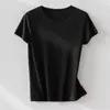 Camiseta de Verano Nuevo Estilo Cuello Redondo Manga Corta para Mujer, Estilo Básico, Transpirable Mezcla de Tencel Lino Algodón, Camiseta Versátil de Corte Ajustado para Capas