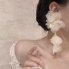 Aretes de Malla Francesa Hazy con Borla de Perlas y Flores, Aretes de Temperamento Nicho