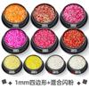 Polvo Bling + Lentejuelas para uñas cuadrilaterales de 1 mm decoraciones mixtas Pegamento para esmalte de uñas material de relleno delgado al por mayor