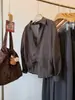 Perfecto para el otoño~ Conjunto de dos piezas con escote en V de ramio Tencel, elegante y sofisticado, blusa que estiliza con encaje, blusa de manga larga para mujer, nuevo para otoño 2026