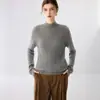 Maciez luxuosa - Suéter de cashmere com gola semi-alta, tricotado com sete agulhas e fio único torcido, para mulheres, suéter de malha de cashmere de cabra, camada base quente