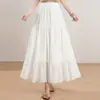 Falda blanca para mujer, nuevo modelo otoño 2026, de cintura alta, falda midi de línea A, cintura elástica, adelgazante, falda de paraguas con dobladillo ancho
