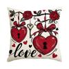 Funda de almohada para el Día de San Valentín Amazon Comercio exterior Transfronteriza Imitación de lino Decoración de boda para el Día de San Valentín Funda de cojín Funda de almohada de amor