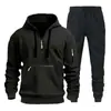 Sudadera con capucha para hombre de talla europea para primavera y otoño con cremallera, sudadera de múltiples bolsillos, conjunto de sudaderas casuales deportivas