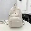 Mochila grande de cor sólida simples para mulheres, grande capacidade, leve, adequada para viagens e deslocamentos, mochila para estudante universitário, bolsa externa com múltiplos bolsos