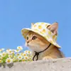 Sombrero para Mascotas, Sombrero de Sol de Verano, Lindo Dibujo Animado Protección Solar, Protección UV, Gorro para Exteriores con Orejas Expuestas, Transpirable para Gatos