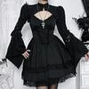 Yy23481 Otoño Nueva Moda Tops Cortos de Manga Larga, Elegantes y Ajustados con Tirantes y Mangas Acampanadas para Mujer
