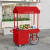 Puesto de Arte en Hierro Carrito Pequeño de Empuje Puesto Callejero Móvil Carrito de Snacks Estante de Exhibición Carrito de Flores del Mercado Nocturno Puesto de Mercado al Aire Libre Carrito de Promoción