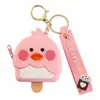 Chaveiro de Silicone de Pato Amarelo Porta-moedas Pingente Desenho Animado Presente para Mochila de Estudante Pingente de Chaveiro Joia Personalizada