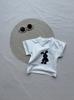 Estilo coreano Ins pescoço redondo manga curta casual top para meninos e meninas bebê verão camiseta branco coelho padrão bonito all-match t