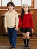 Suéter básico de cuello redondo de lana pura para niños y niñas de otoño e invierno, suéter de cachemira para niños medianos y grandes, suéter de fondo.
