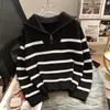 Suéter de tela de terciopelo ártico otoño e invierno usar capa interior engrosada estilo nuevo cremallera base a rayas estilo corto artículo popular alta calidad