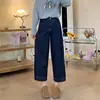 Jeans Wide Leg Estilo Novo para Mulheres, Tamanho Grande, Corpo em Formato de Pera, Cintura Alta, Emagrecimento, Elástico, Versátil, Calça Cropped Reta