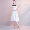 Vestido de Noite Pequeno Homem Feminino Banquete Elegante Branco Madrinhas Geralmente Usam Francês Alta Textura Vestido de Alça