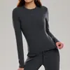 Ropa de Yoga para Otoño e Invierno Camiseta de Fitness de Manga Larga para Mujer con Sensación de Piel Tono Natural Top Deportivo para Entrenamiento Pilates Adelgazante Running