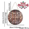 Novo Placa de Madeira de Natal Desenho Animado Velho Boneco de Neve Letra Placa de Madeira Pendurada na Porta Luz LED Placa Redonda de Boas-Vindas para Porta