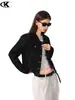 Chaqueta de mezclilla azul estilo retro americano de 11KN para hombres y mujeres, corte holgado, deconstruida con color contrastante y costuras visibles, chaqueta casual de trabajo