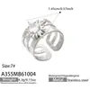 Mili Versátil Flor Noble Incrustada Circonio Acero Inoxidable Resistente al Color Moda de Gama Alta Conjunto de Anillos de Joyería para Mujeres