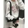 Ropa sin capucha Pastoral Graffiti Personalizada Street Mori Girl Harajuku Sentido de Alta Gama Tallas Grandes Sudaderas Cuello Redondo Moda para Mujer