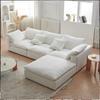 Comércio Transfronteiriço Nuvem Sofá Chenille Algodão Linho Branco Creme Estilo Wabi-Sabi Penas Tecido Removível e Lavável Madeira Maciça