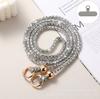 Cordão de mão de cristal com contas redondas de strass de luxo, cordão longo para celular, tiracolo, corrente para pendurar, bolsa de ombro com pingente