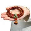 Popular Madera de Durazno Vieja de Taishan Pulsera de Loto de Doble Círculo de Buena Suerte de 8 mm para Hombres y Mujeres, Pulsera Artesanal Cultural, Suministro para Transmisión en Vivo