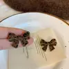 Pendientes Retro Coreanos Maillard de Terciopelo con Estampado de Leopardo y Lazo para Mujer, Lujo Accesible, Pendientes de Gama Alta, Pendientes Únicos y Hermosos