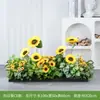 Flores Artificiales Paisajismo Girasol Flores Artificiales Valla Plantas Verdes Maceta Canaleta para Flores Separador de Girasol Decoración de Esquina Flores de Borde de Camino