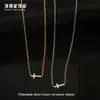 Colar Cruz Mini Full Diamond Estilo Americano, Corrente para Clavícula, Joia de Zircônia em Aço Inoxidável Não Desbota de Luxo Discreto para a Praia