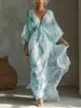 Vestido largo de manga tres cuartos con cuello en V y fruncido en la cintura, superventas nuevo, transfronterizo europeo y americano 2026, sitio independiente de Amazon