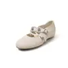 Diseño de Nicho Remache de Joya con Perlas Aumento de Altura Interior Mocasines Mary Jane de Piel de Oveja Otoño 2026 Tacón Medio Punta Redonda Cuero Genuino Zapatos Individuales Mujer