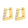 Tendencia de Moda Europea y Americana Triángulo Geométrico Incrustado Circonita Acero Inoxidable Pendientes para Mujer Versátiles Pendientes de 18K