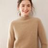 Roupas de Caxemira, Suéter de Caxemira para Mulheres, Gola Alta Curta, Engrossado, Caimento Solto, Novo Suéter Básico de Tricô para Outono e Inverno