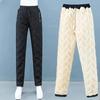 2024 otoño e invierno nuevos pantalones de algodón acolchados con forro polar versión coreana de pierna recta sueltos delgados casuales pantalones de terciopelo de cordero