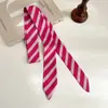 Novo lenço longo de seda para primavera-verão com poás pretos e brancos, pode ser usado como acessório de cabelo ou lenço de pescoço, versátil e estiloso, perfeito para combinar com camisas