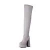 Botas de tamanho grande comércio exterior 2024 novo meias elásticas salto super alto salto grosso 40 botas mesa de água pole dance botas de joelho 46 mulheres